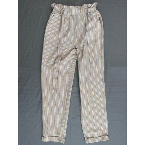 Forever 21 Women’s Tan/Brown Pinstripe Drawstring Wide-leg pants- S - Picture 1 of 7